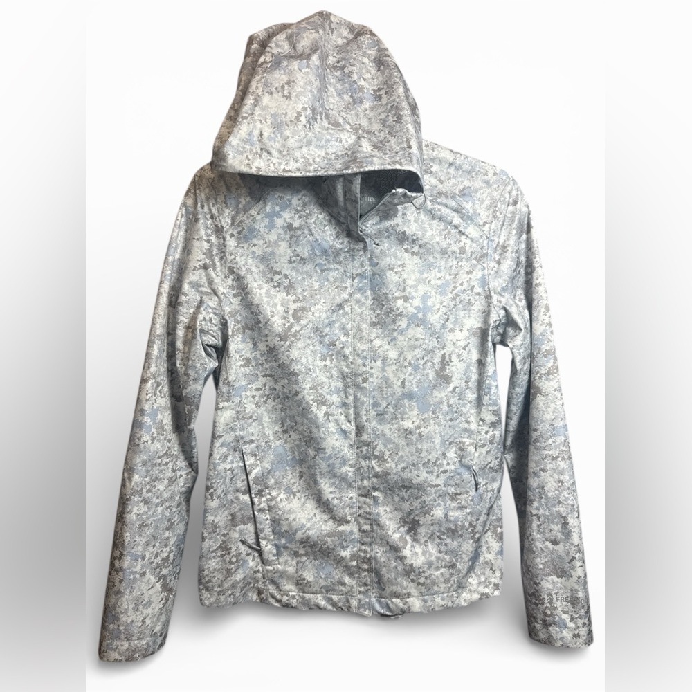 Free Country Women’s Waterproof Packable‎ Rain Jacket Camo Gray Small
